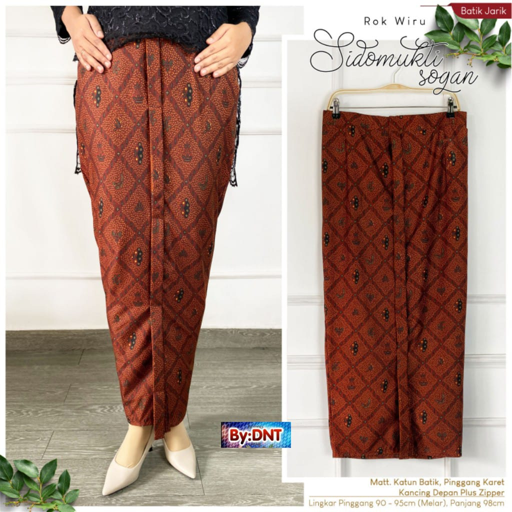 Rok Batik Wiru Bawahan Kebaya Premium Instan Sidomukti Sogan Jarik Modern