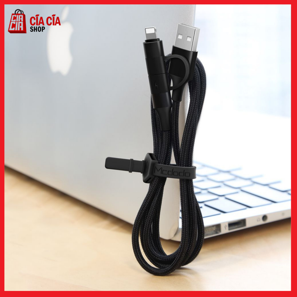 MCDODO CA-6800 Kabel Charger Usb To Type C + Lightning Cable 2 In 1 Led QC 4.0 Fast Charging 3A Kabel USB Lightning + Type C