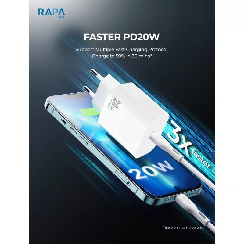 Rapa CH1063 Power II Charger 20w Quick Charge PD20w with USB-C to USB-C Cable