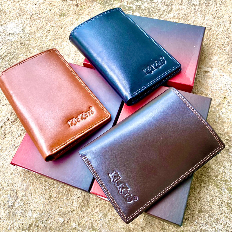 Dompet Pria Kulit Asli 3/4 Embos Kickers - Tanpa Kain Furing