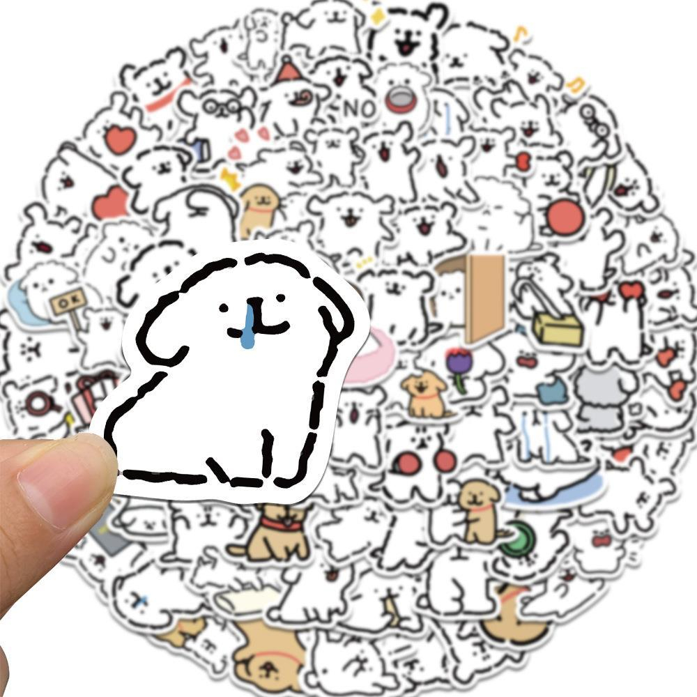 

[ALPHACA] Cute White Dog Sticker Waterproof Aesthetic untuk Jurnal Random Campur Murah