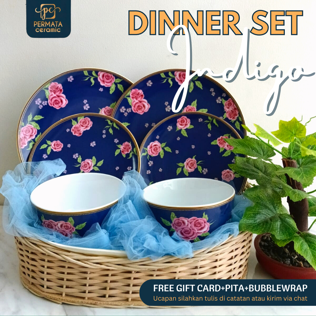 

Hampers Gift Wedding Dinner Set Keramik Series Indigo | Parsel Keramik Gift Wedding/Birthday