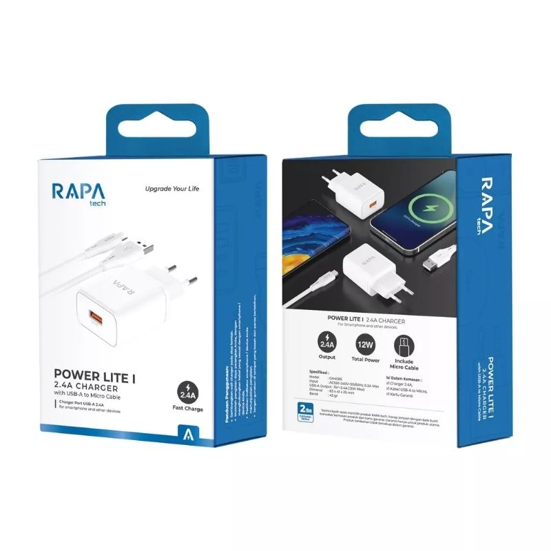 Rapa CH4085 Charger Fast Charging 2.4A 12W with Micro USB Cable