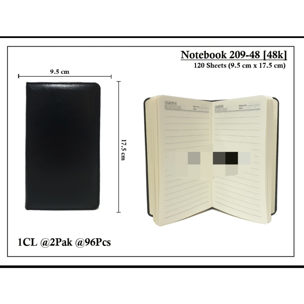 

note book pocket a6 sintetis hitam 209-48 adam 9.5 x 17.5 cm isi 120 lembar