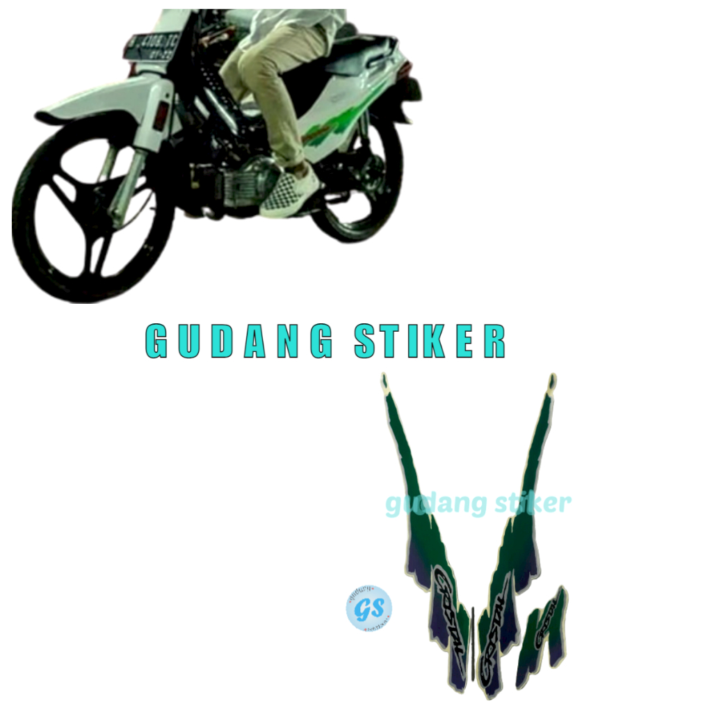 Stiker motor striping suzuki Crystal Tune 1994 Hijau