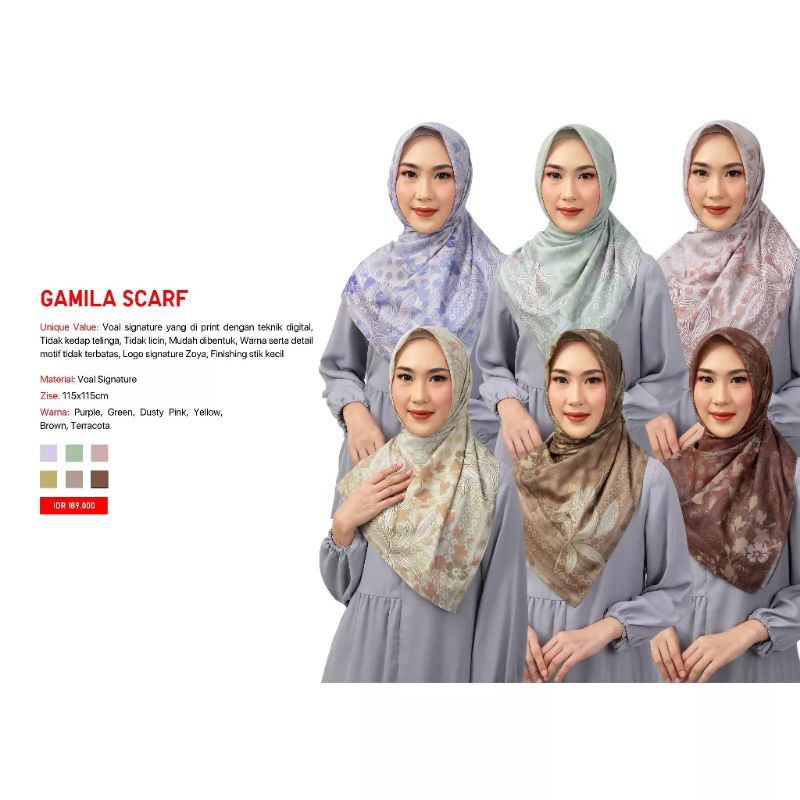 Zoya Kerudung Segi Empat Motif Gamila Scarf