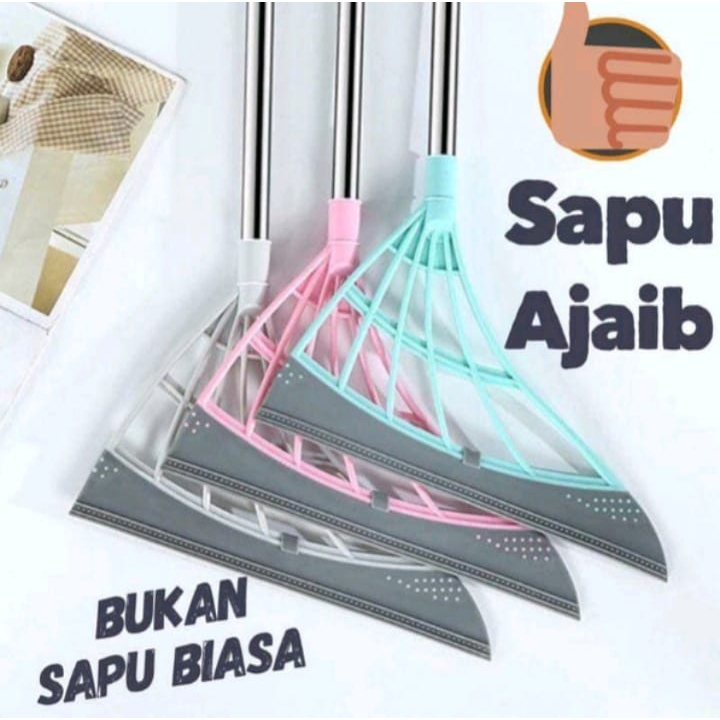 Sapu Karet Silikon Ajaib Alat Pel Silicone Pembersih Lantai Scarping Wipper Magic Broom Multifungsi 2in1