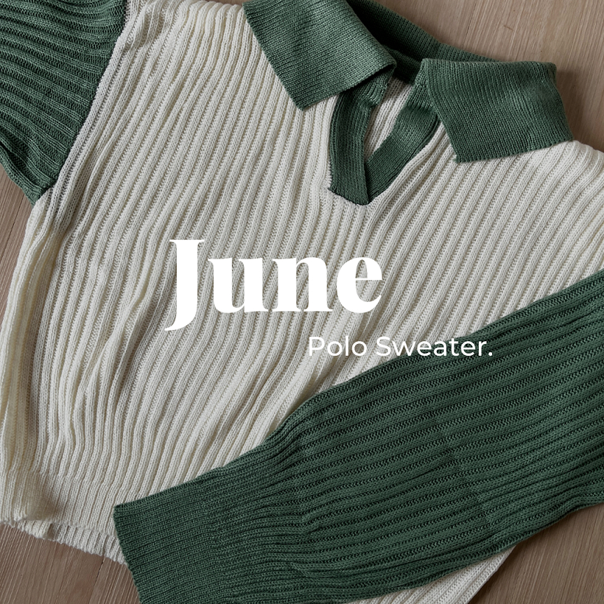 June Polo Sweater - Sweater Polo Rajut Lengan Panjang