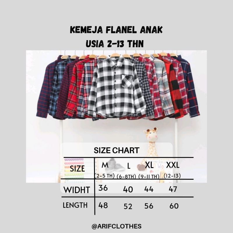 Kemeja flanel Kotak Kotak Anak laki-laki dan Perempuan Pakaian Baju Atasan Hem Flanel Fashion