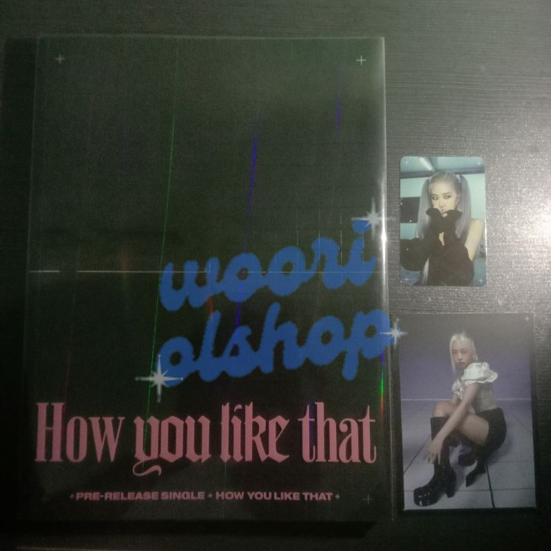 sharing blackpink how you like that , album only, pc rose, postcard jennie