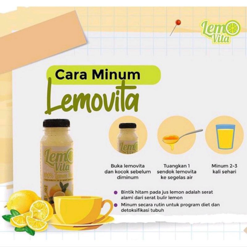 BPOM Halal Lemovita Sari Jus Lemon Murni 100% 250ml Jus Alami Murah