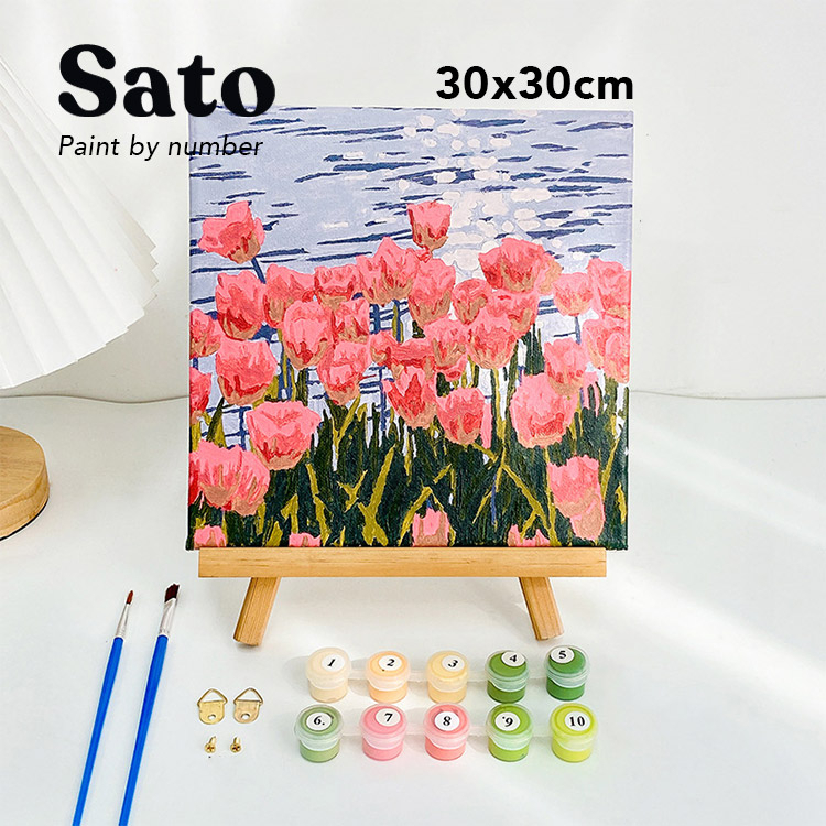 

[KAYA] Paint by Number Kit TULIP 30x30 cm FRAMED/Paint by Number Canvas/DIY Paket Melukis