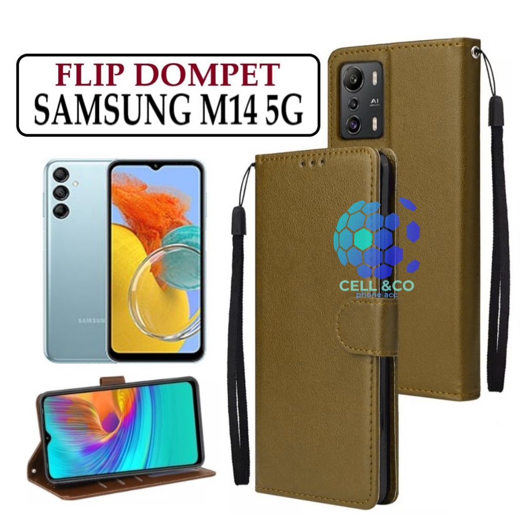 FLIP COVER SAMSUNG GALAXY M14 LEATHER WALLET PREMIUM FLIP CASE BUKA TUTUP KESING HP CASING FLIP CASE WALLET