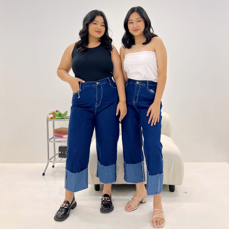 CELANA JEANS WANITA UKURAN NORMAL &amp; JUMBO BF DITTO JEANS PINGGANG BELAKANG KARET ANTI BEGAH