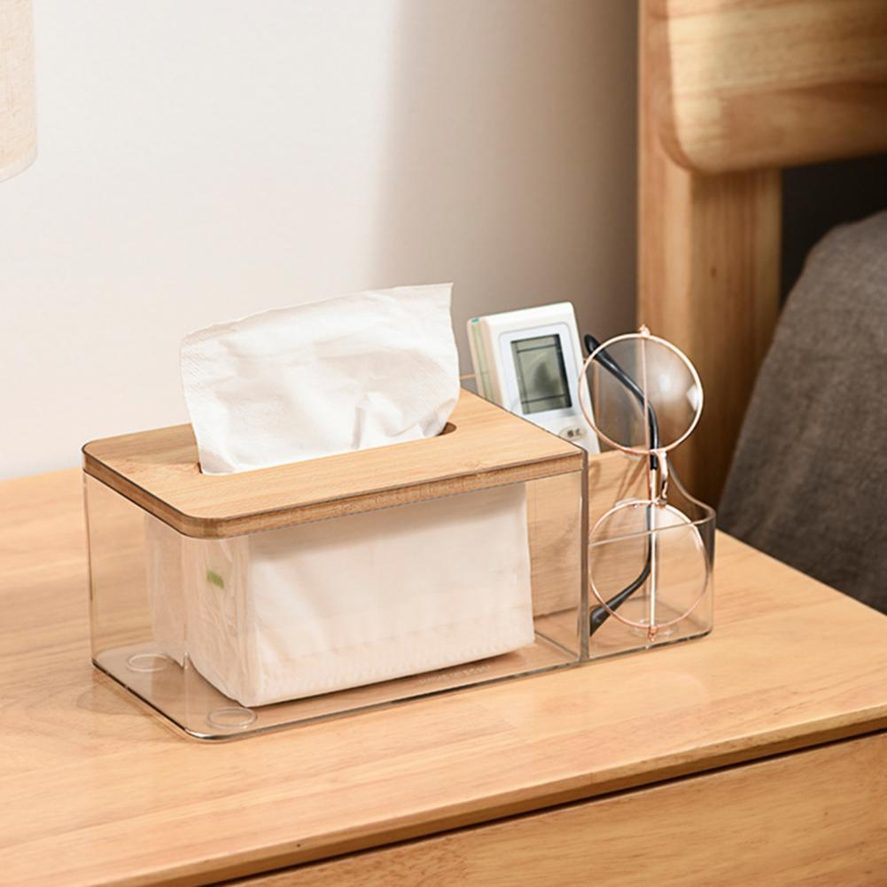 Kotak Tisu Kayu Serbaguna Tissue Box Organizer 25x12x9.5cm - KE25 - Transparent