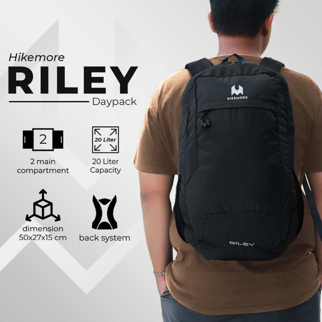 Tas Daypack Kerja Sekolah Ransel Pria Wanita Hikemore Riley Original