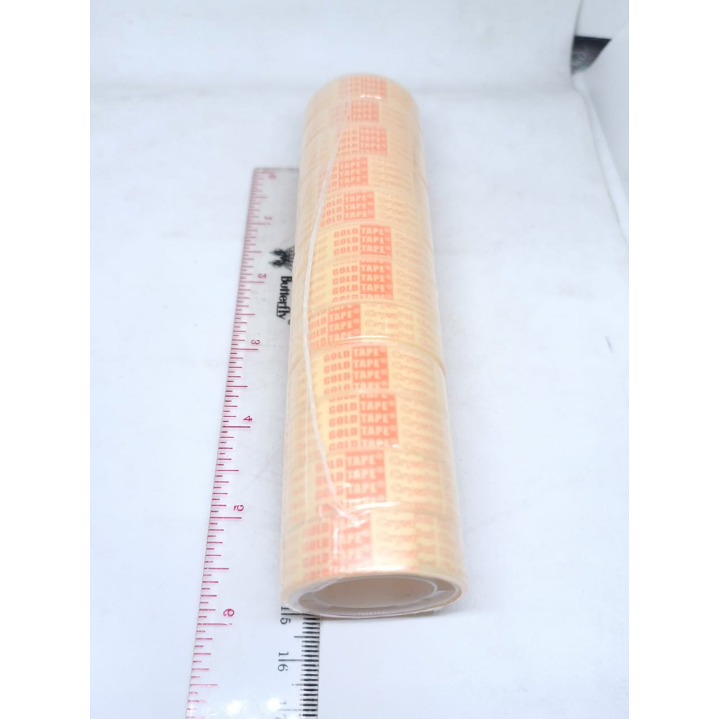 ISOLASI PUTIH LAKBAN BENING KADO PLASTIK KECIL MEREK GOLDTAPE 1 ROLL ISI 12 PCS