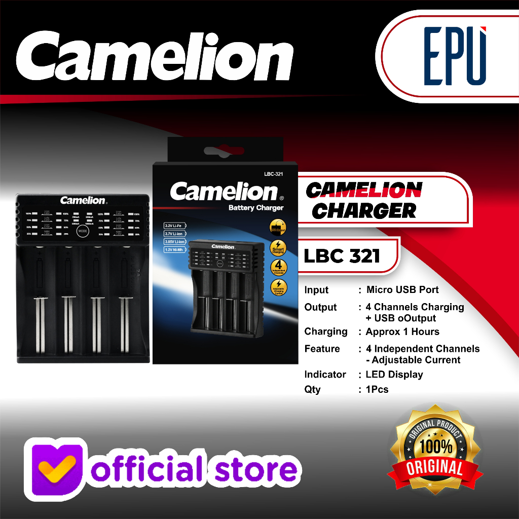 Camelion LBC 321 Battery Charger Baterai Casan Baterai Cas Batere Batu Baterai