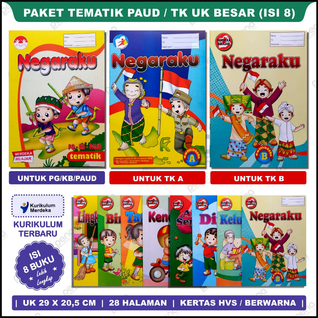 Buku Paket Besar Tematik PAUD TK A dan TK B (Isi 8 Buku)