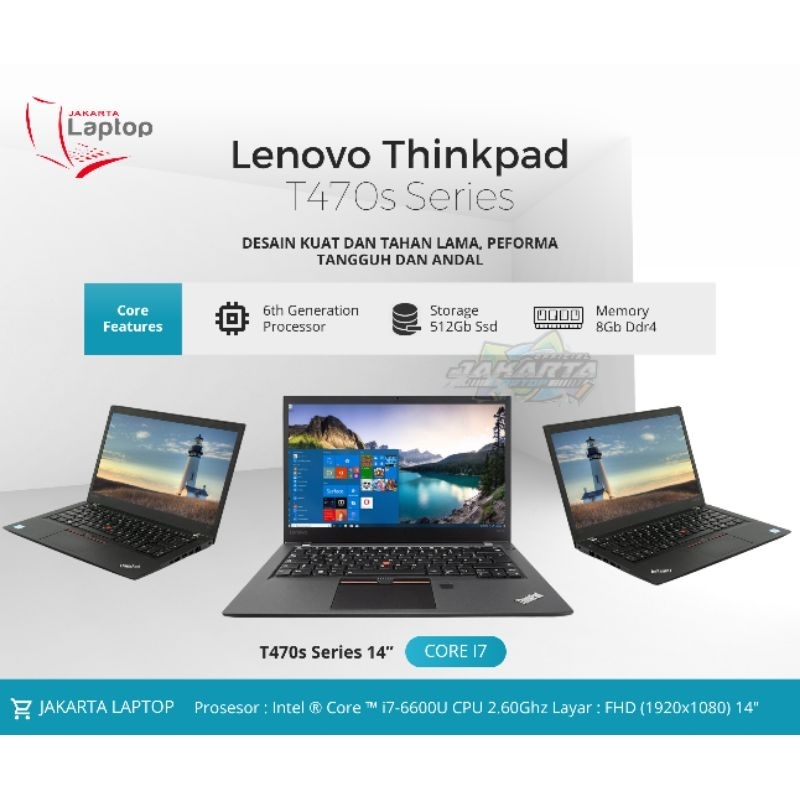 Laptop Lenovo Thinkpad T470s Core i7 | Gen 6 | Ram 8gb | Ssd 512 Gb | Mulus Murah Bergaransi