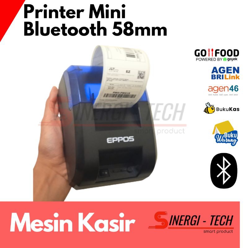 Printer Mini Bluetooth Thermal Rpp02 58mm Cetak Kasir Hp Komputer