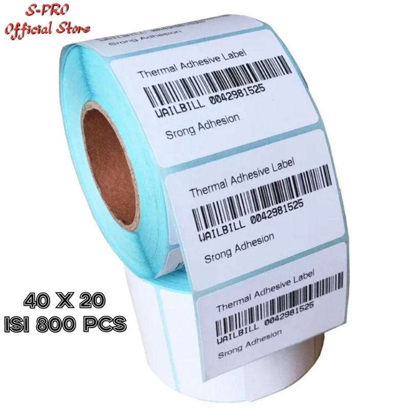 

DIRECT THERMAL STIKER 40X20 MM KERTAS LABEL BARCODE THERMAL 1 LINE ISI 800 PCS