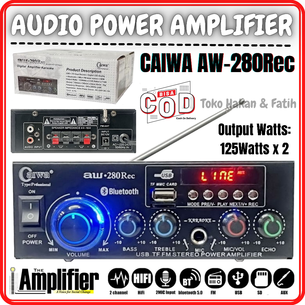 Amplifier Mini Bluetooth Caiwa AW-280Rec Bass Trable Streo Karaoke Audio Power 300Watt Amplifier 1 i
