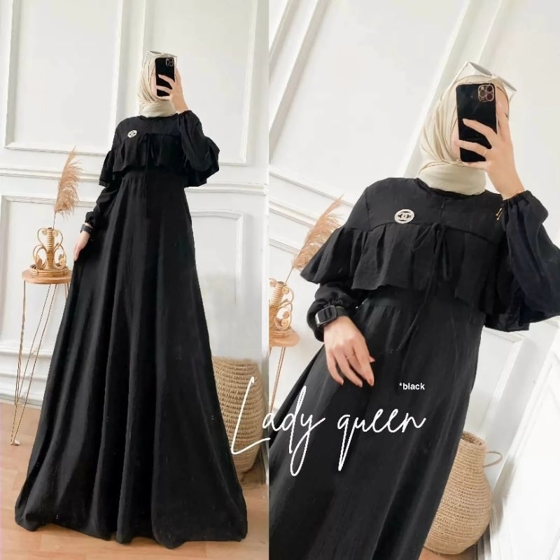 LADY QUEEN DRESS CRINKLE AIR FLOW M L XL XXL/FASHION MUSLIM WANITA TERBARU/ADIKTA DRESS CRINKLE BUSUI/DRESS SERAGAM KELUARGA/FAR MOSLEMSTORE
