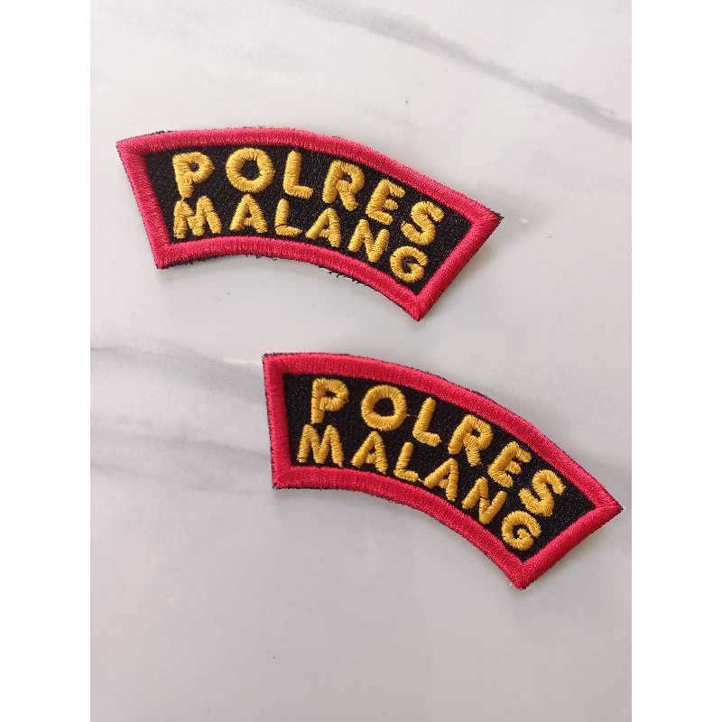 Bed polres malang timbul, bedge bordir polres malang 3d