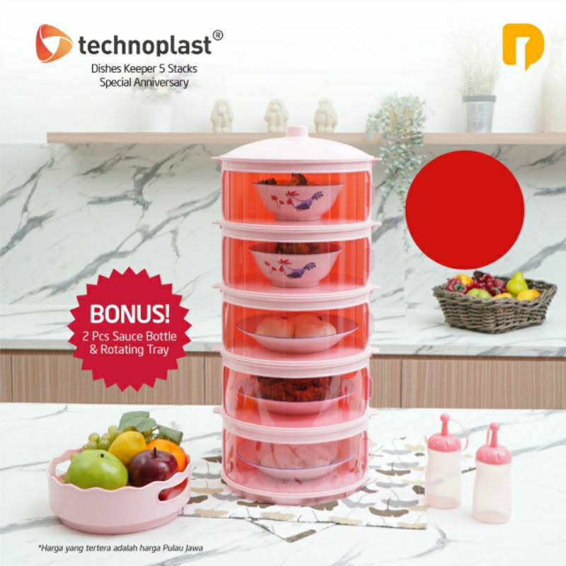 Technoplast Dishes Keeper Set 5 Susun Tudung Saji Makanan