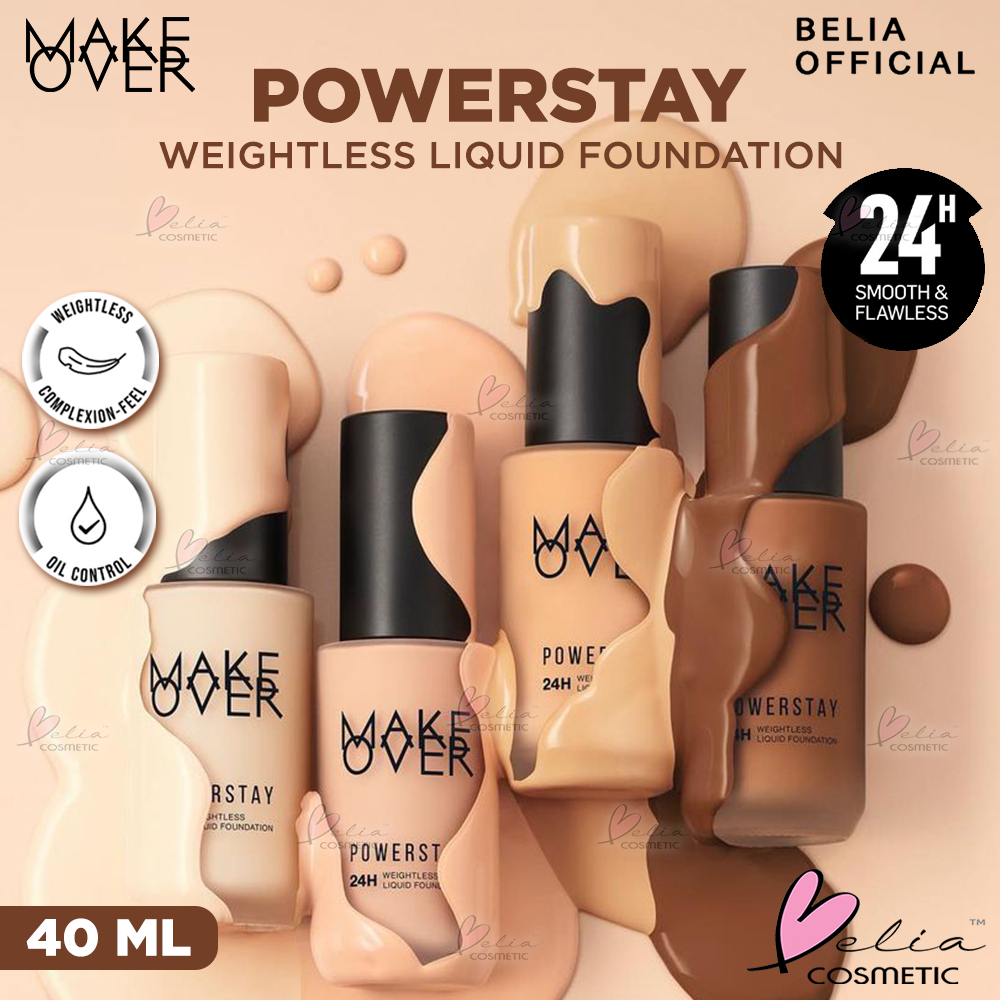 ❤ BELIA ❤ Make Over Powerstay Weightless Liquid Foundation 24Hours Oil Control(kulit normal to oily)