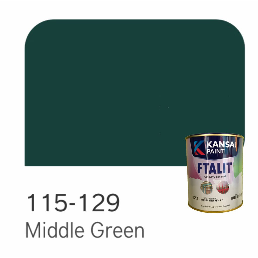 Cat Kayu dan Besi Kansai Paint Ftalit Warna Glos 1kg 115 - 129 Middle Green