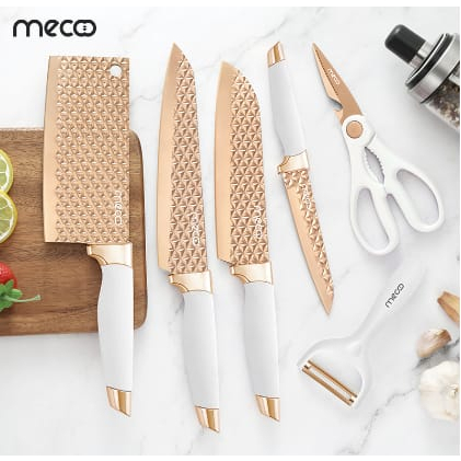 Mecoo Most Aesthetic 6 in 1 Antibacterial Knife Set Pisau Dapur