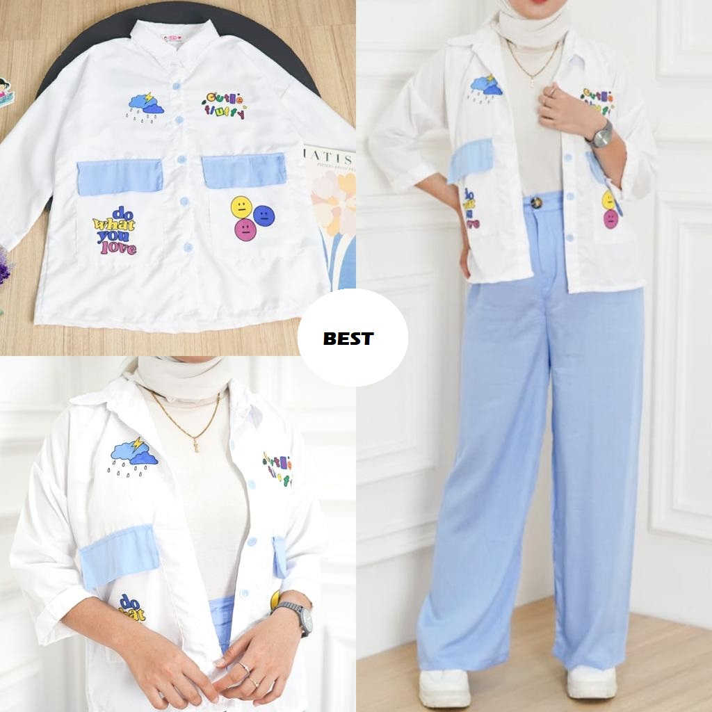 ORTWO - FST INNEN KEMEJA VIRAL / CUFY CUTE COMBINE TOP KEMEJA WANITA / KEMEJA WANITA STYLE UNIK / KE