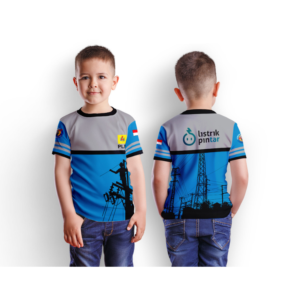 Baju Kaos Anak PLN LISTRIK PINTAR Full Print Custom 03
