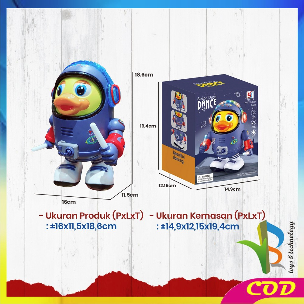 RB-M311 Mainan Anak Bebek Astronot Joget Robot Menari Ada Lampu + Musik / Dancing Robot Joget Space Duck Dance Kids / Mainan Bebek Luar Angkasa