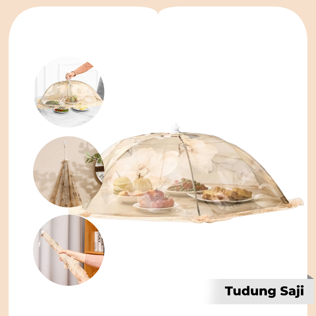 Yeppoeyewearr Tudung Saji Lipat Renda Payet Cantik/Food Cover Serbaguna Import Murah