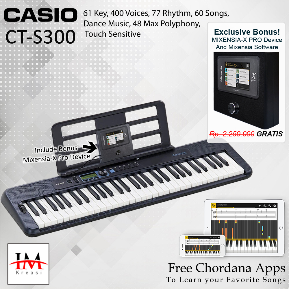 Keyboard Casio CT-S300 Bundle Hardware Mixensia-X Pro / CTS300 / CTS 300