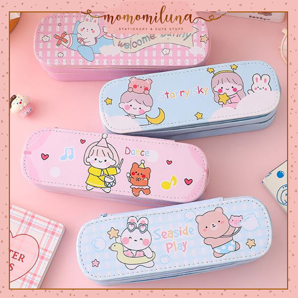 

Kotak pensil 2 tingkat lucu tempat pensil cute 2 layer kawaii jumbo bisa muat banyak