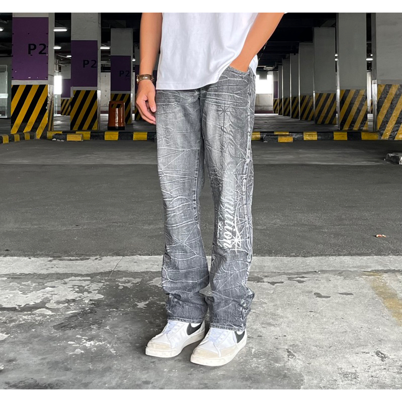 Celana Grey Jeans / Vtg WildLife Sull Grey Jeans Longpants Accent Selvedge Reguler Fit
