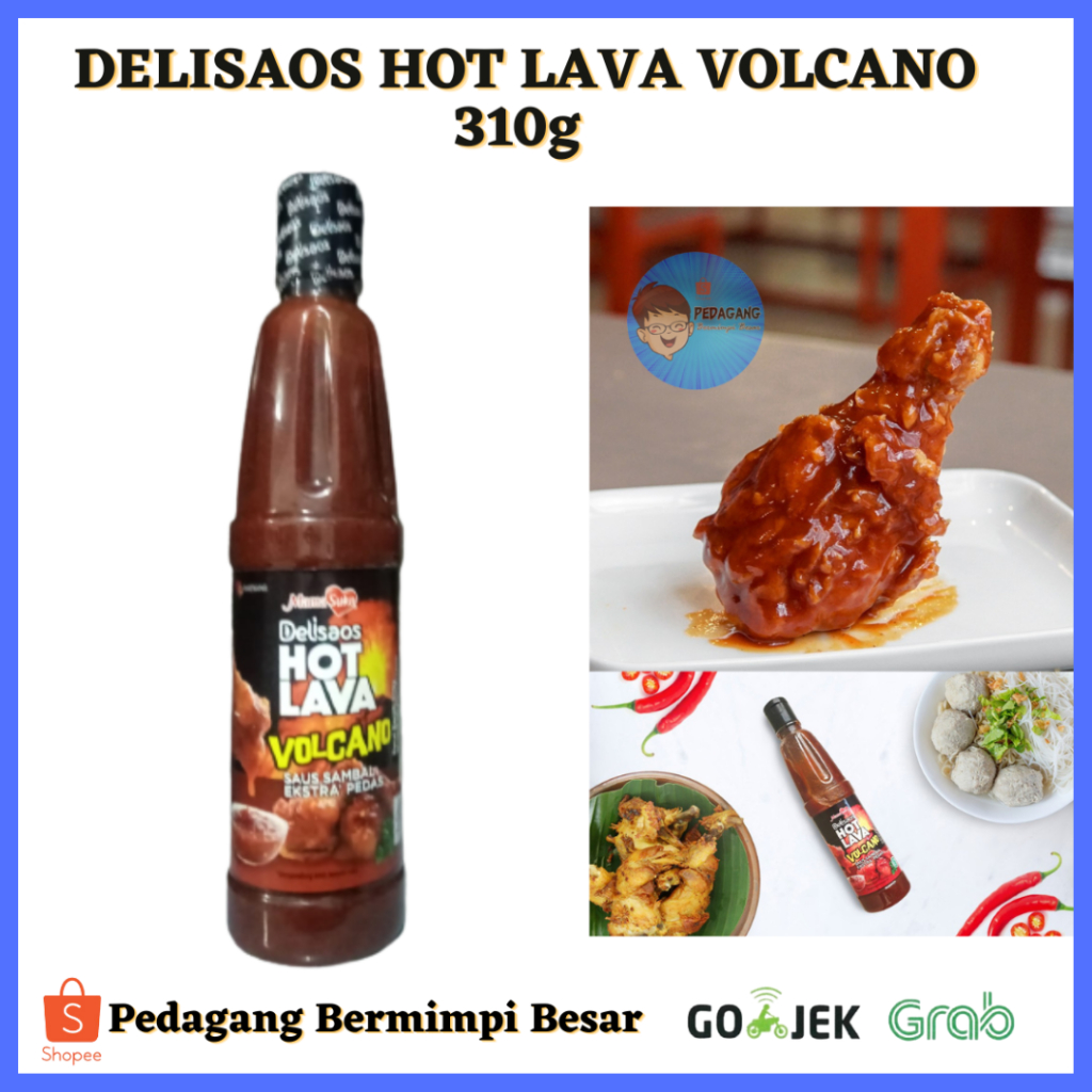 Mamasuka Delisaos Hot Lava Volcano 310ml/ Saos Sambal Pedas Volcano/ Delisaos Hot Lava Volcano