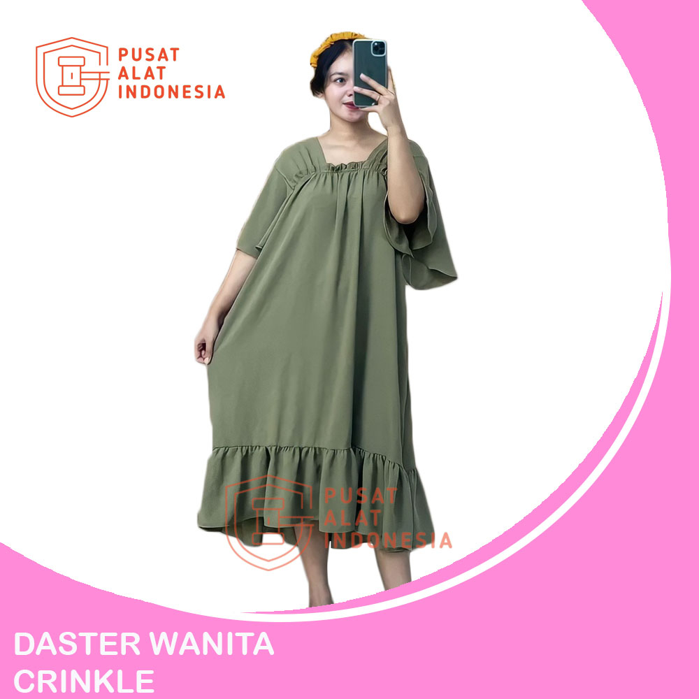 Daster Wanita Crinkle Airflow Polos Jumbo Ds12