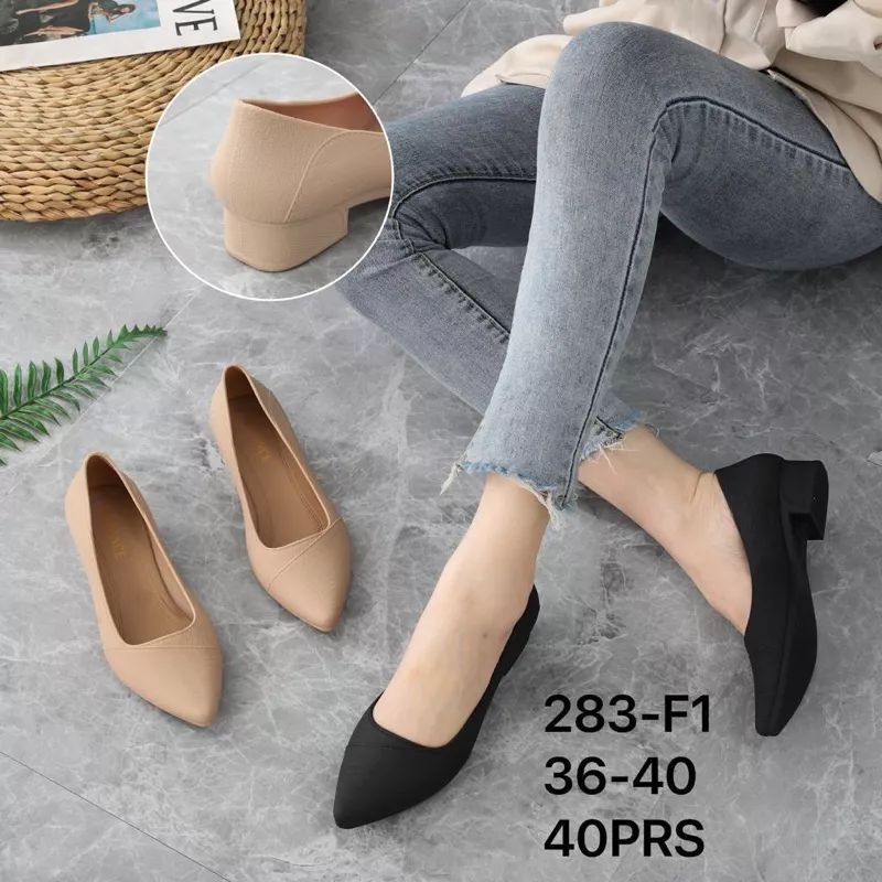 Sepatu Wedges Wanita Import Hak 3CM Kuliah Kerja Kantor Karet Polos Balance 283