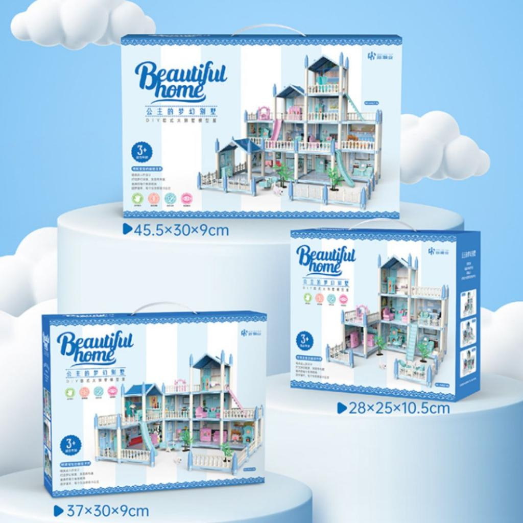 𝐆𝐨𝐨𝐝𝐬𝐂𝐨 Mainan Rumah Boneka Berlampu Mainan Dollhouse Princess Villa Mainan Rumah Rumahan