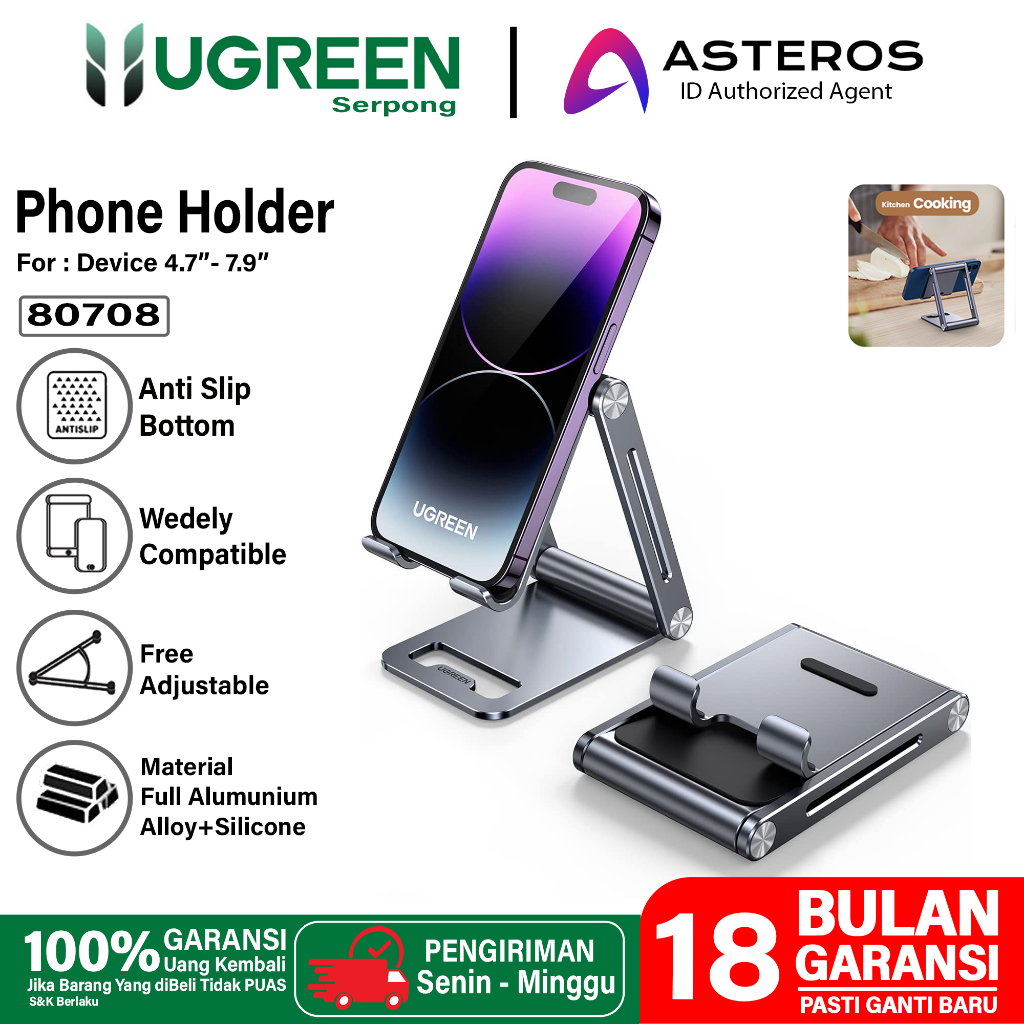 UGREEN Phone Stand Alumunium Desk Holder Dudukan HP Tablet iPad Universal