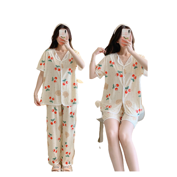 BAJU TIDUR WANITA SET [M-XXL]  LENGAN PENDEK CELANA PANJANG PIYAMA WANITA IMPOR