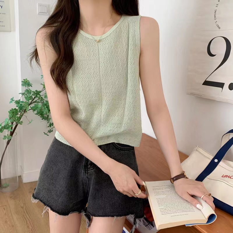 Khalida Summer Crop TankTop - Knit Korean Style - Atasan Wanita Rajut Import TM - (M2707)