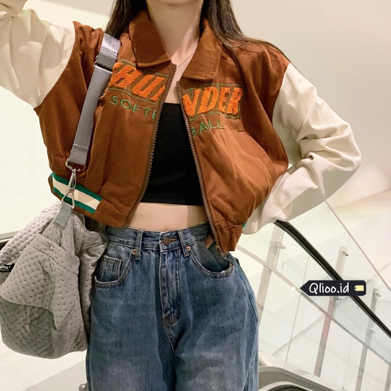 [2 warna] Korean Style Jaket Corduroy Wanita Terbaru Jacket Retro Outer Crop