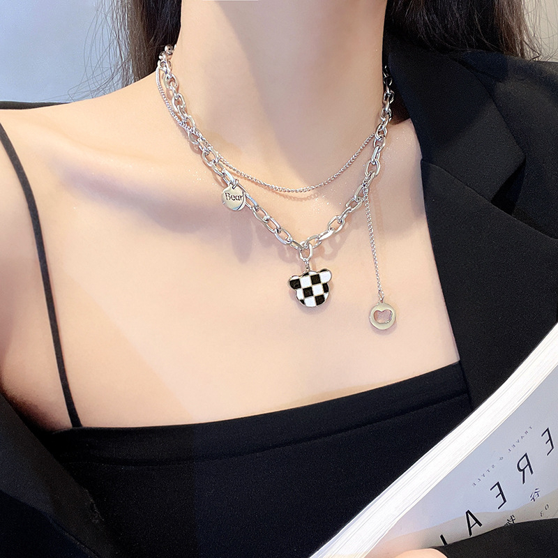 AZ271 【COD】Kalung Wanita Double Layer Kombinasi Untuk Perhiasan Wanita Fashion