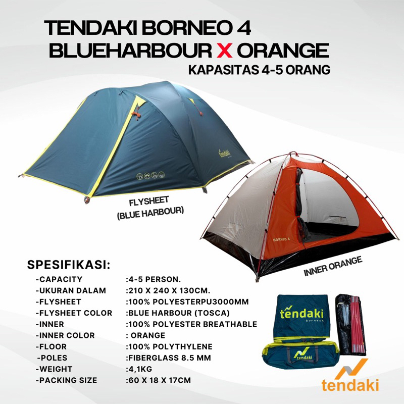 TENDAKI •Grosir Tenda Camping termurah •Tenda Dome Terlaris •NSM 4 •BORNEO 4 •Borneo 3 •Arundaya 4+ air •Java 4 Light •Double Layer •PU3000mm